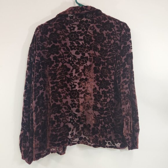 Vintage Anne Carson Sheer Velvet Long Sleeve Top Size Medium Y2k - Picture 5 of 8